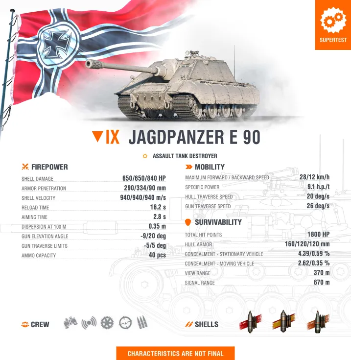 Jagdpanzer E 90 stats